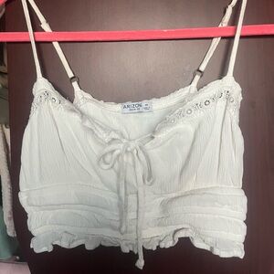 white spaghetti strap crop top